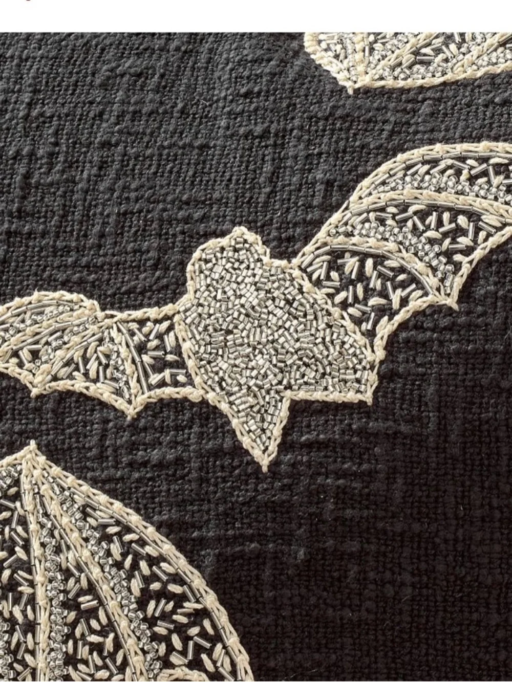 2 Pottery Barn Beaded Bat Embroidered Lumbar Pillow Shams Halloween